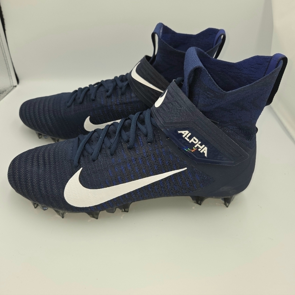 Nike Alpha Menace Elite 2 Flyknit Football CleatsMens 13.5 NWOT Navy BV 2077-401 - Picture 2 of 11
